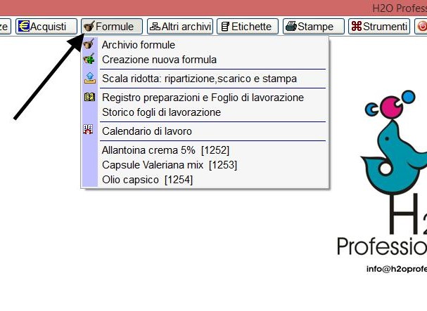 H2O professional - software di gestione del laboratorio galenico di farmacia - v1028